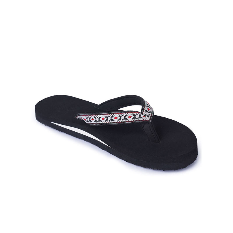 NoStrain Women Black African Design Stylish Flipflops (UK 4)