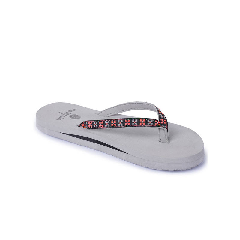 NoStrain Women Grey and Peach Ludo Design Flipflops (UK 4)