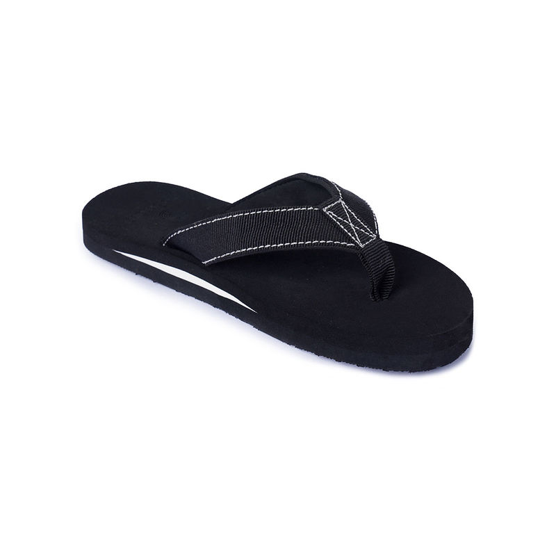 NoStrain Men Black Cotton Ultra Light Flipflops (UK 12)
