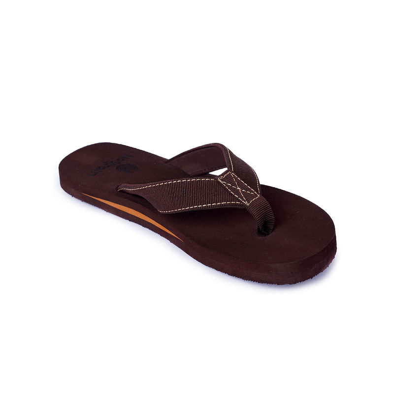NoStrain Men Dark Brown Cotton Ultra Light Flipflops (UK 9)