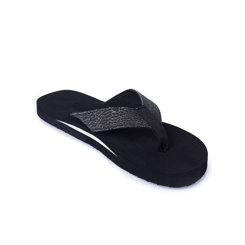 NoStrain Men Black Canvas Flipflops with Wave Print (UK 11)