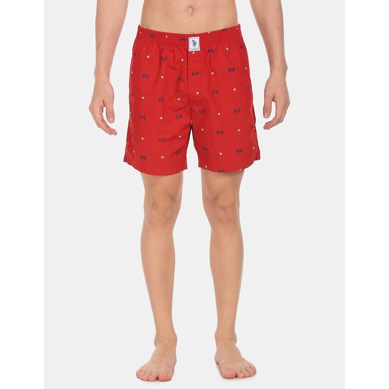 U.S. POLO ASSN. Red I663 Comfort Fit Print Cotton Boxers Red (XL)