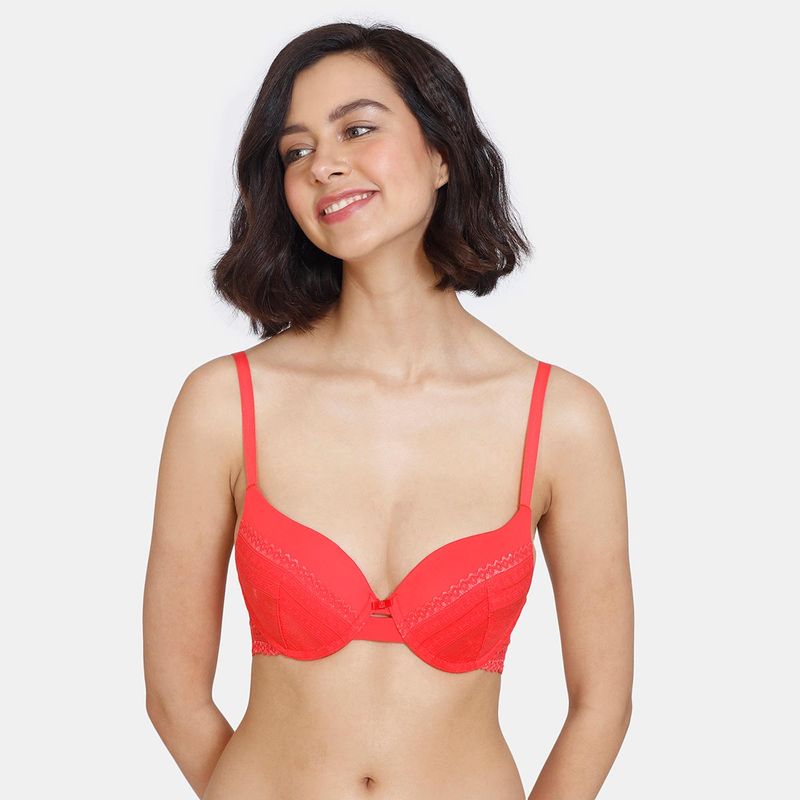 Zivame Coalescence Push-Up Wired 3-4th Coverage Bra - Hibiscus (34A)