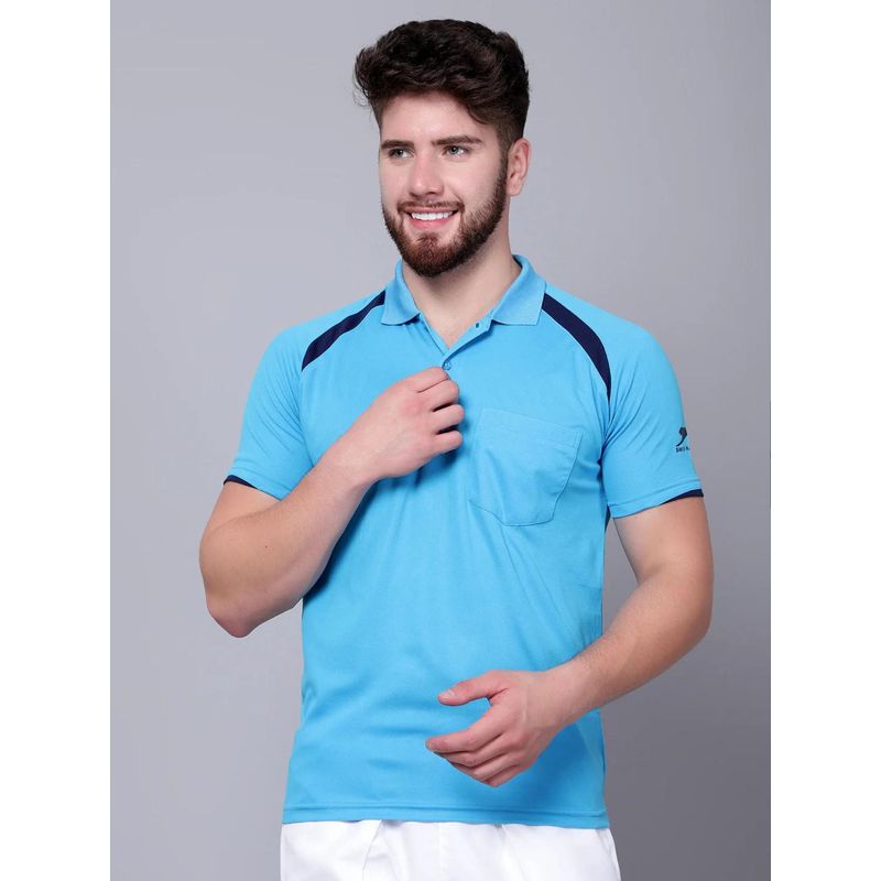 Shiv Naresh Blue Half Sleeves Flat Collar Poly Pique Polo T-Shirt (38)