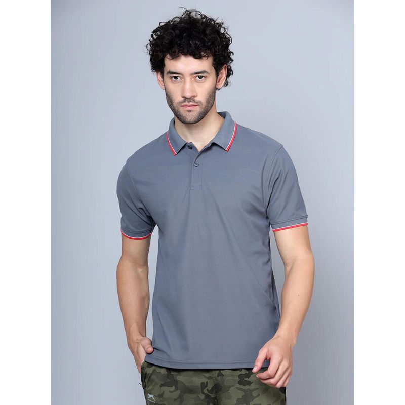 Shiv Naresh Grey Half Sleeves Poly Pique Polo T-Shirt (42)