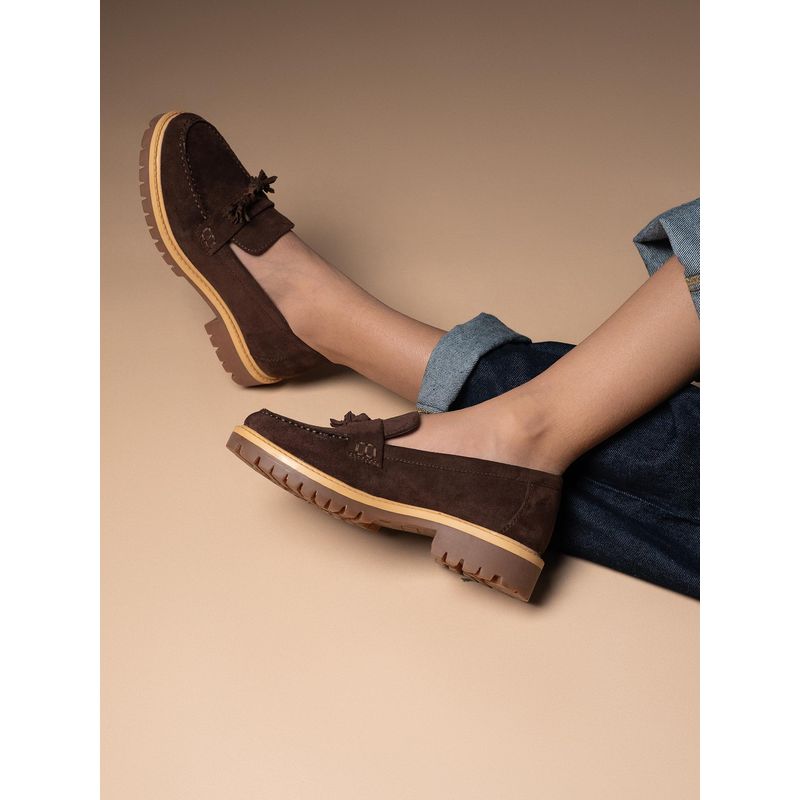 Theater Women Humprey Brown Suede Moccasins with Tassel (EURO 40)