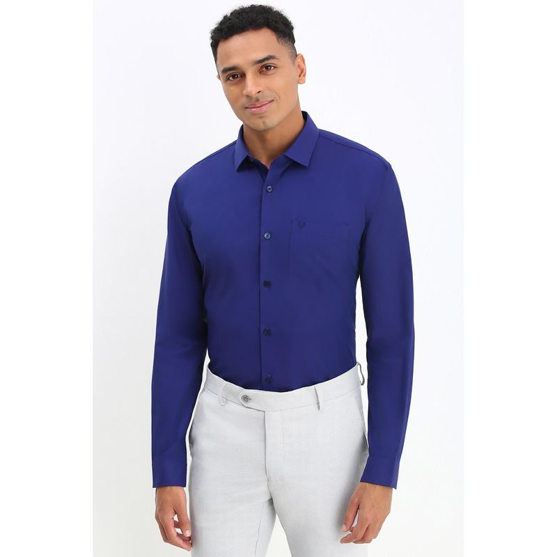 Allen Solly Men Royal Blue Slim Fit Solid Full Sleeves Formal Shirt (40)