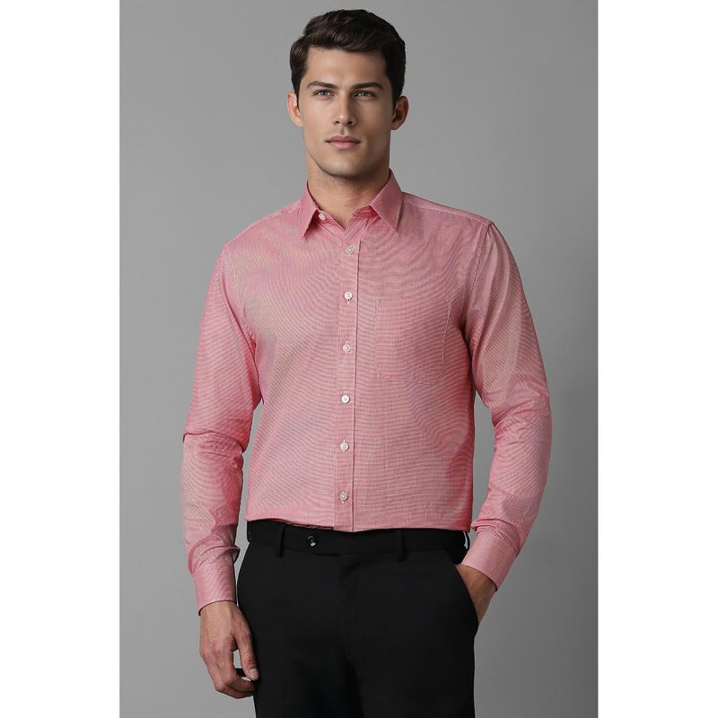 Louis Philippe Men's Cotton Wrinkle Resistant Slim fit Red Textured Formal Shirt (39)