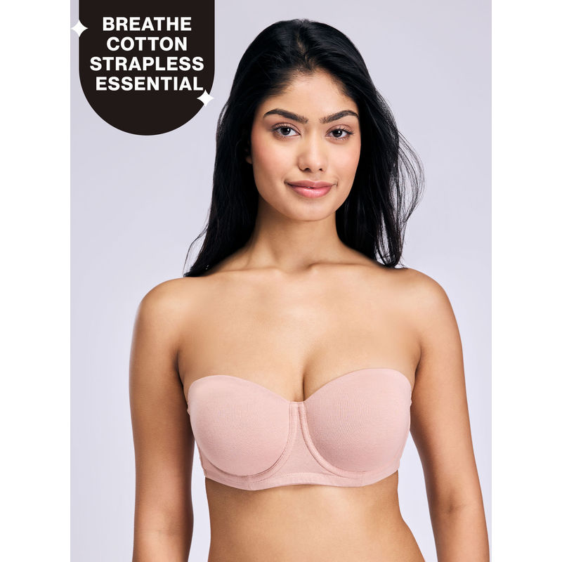 Nykd By Nykaa Ultimate 24/7 Breathe Cotton Multiway Padded Wired Strapless Bra NYB456 P Nude (34B)