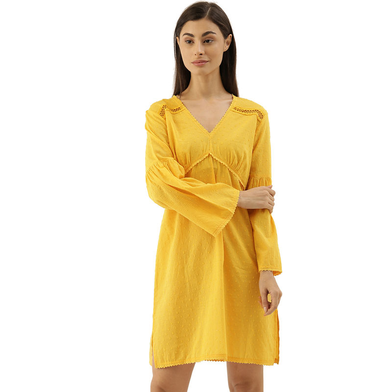 Slumber Jill Cyril Bell Sleeves Night Dress - Yellow (M)