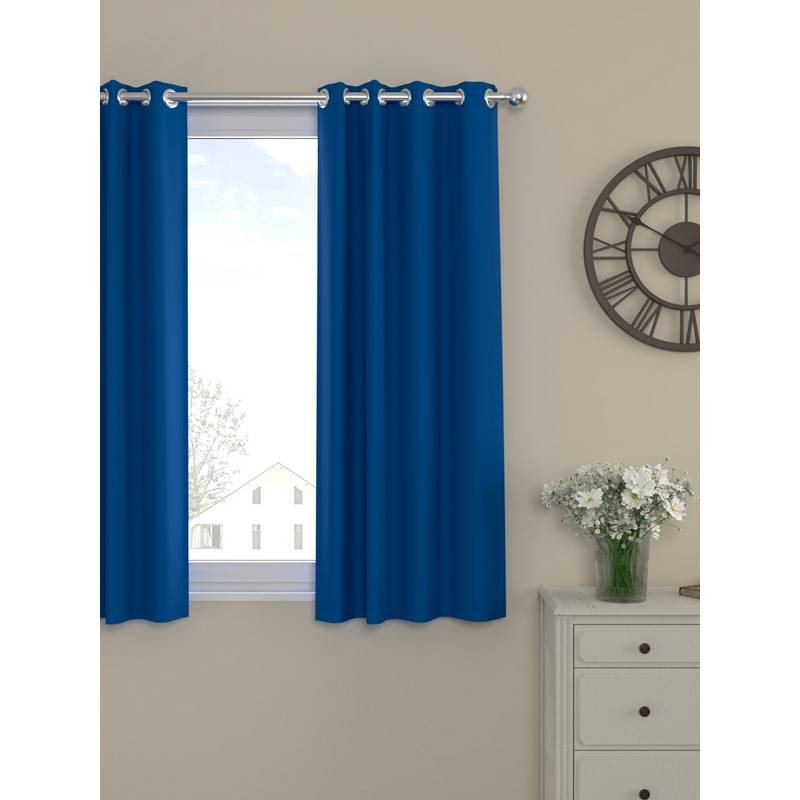 Rosara Home Navy Blue Solid Black Out Window Curtain (5 x 4 Feet)