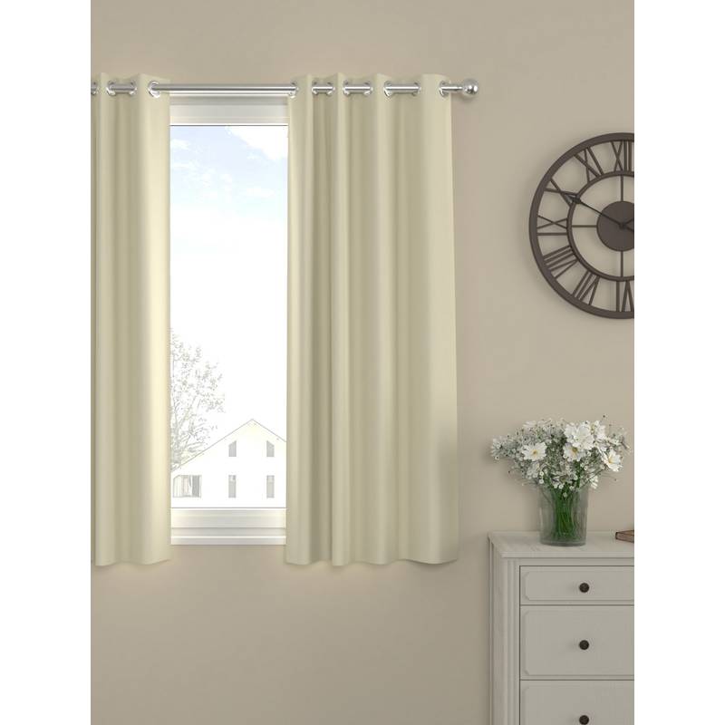 Rosara Home Cream Solid Black Out Window Curtain (5 x 4 Feet)
