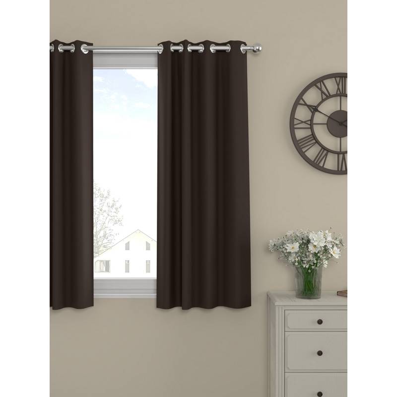 Rosara Home Brown Solid Black Out Window Curtain (5 x 4 Feet)