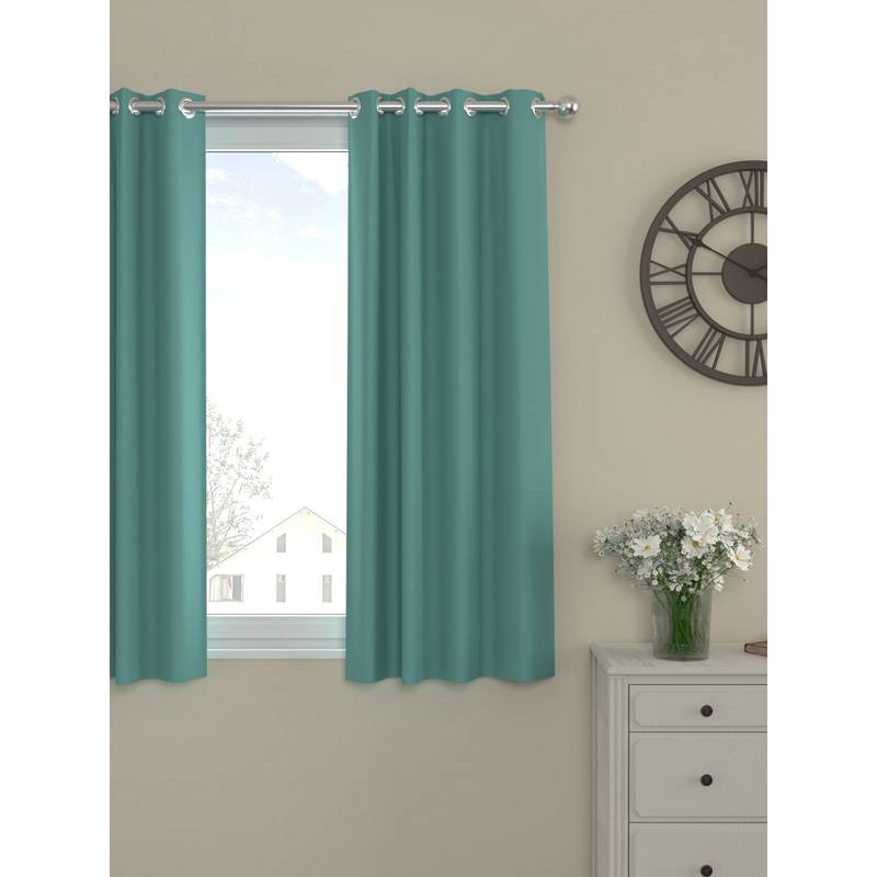 Rosara Home Green Solid Black Out Window Curtain (5 x 4 Feet)