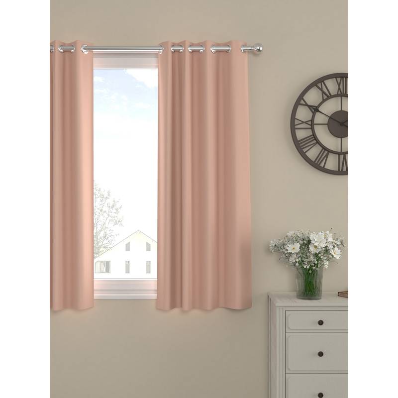 Rosara Home Peach Solid Black Out Window Curtain (5 x 4 Feet)