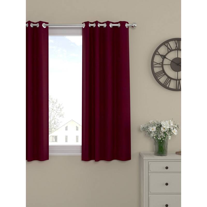 Rosara Home Maroon Solid Room Darkening Window Curtain (5 x 4 Feet)
