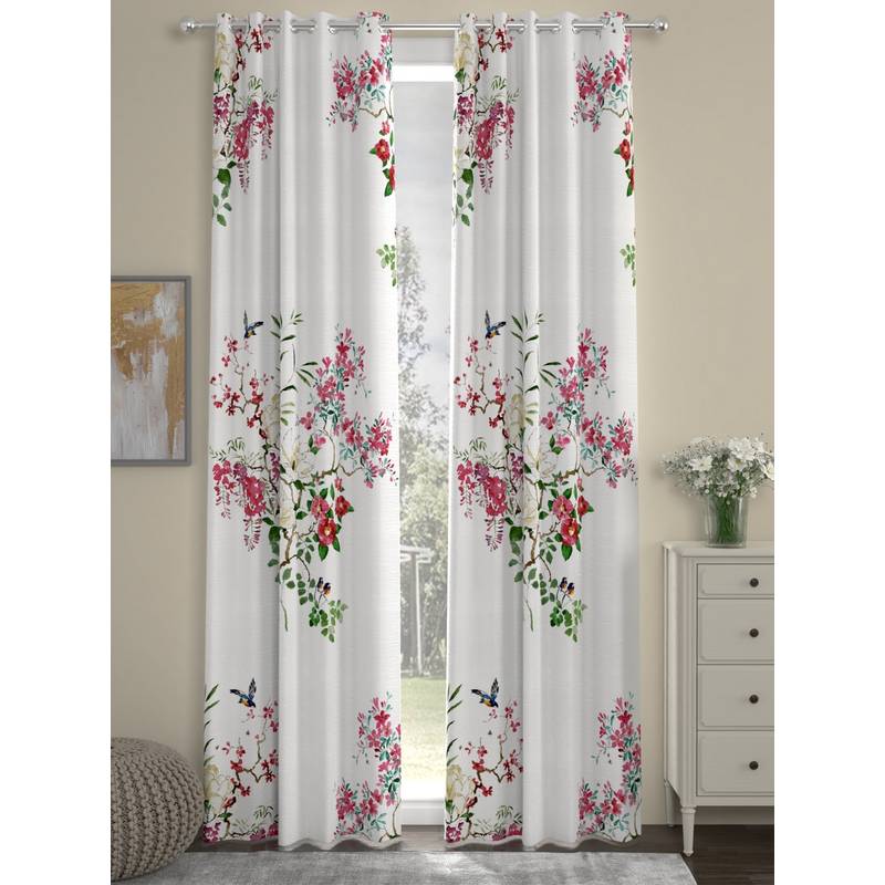 Rosara Home Multicolour Floral Regular Long Door Curtains (Pack of 2) (9 x 4 Feet)