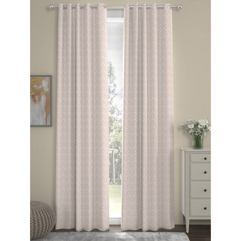 Rosara Home Pink Geometric Regular Long Door Curtains (Pack of 2) (9 x 4 Feet)