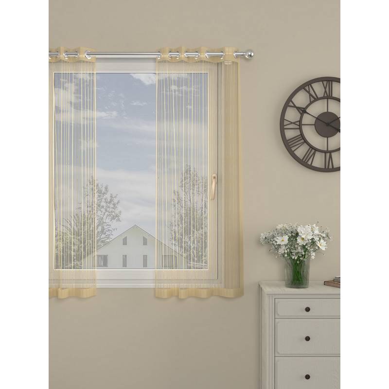 Rosara Home Beige Striped Sheer Window Curtain (5 x 4 Feet)