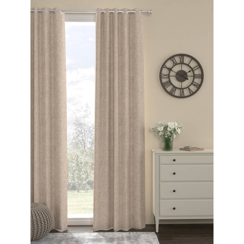 Rosara Home Beige Solid Regular Door Curtain (7 x 4 Feet)