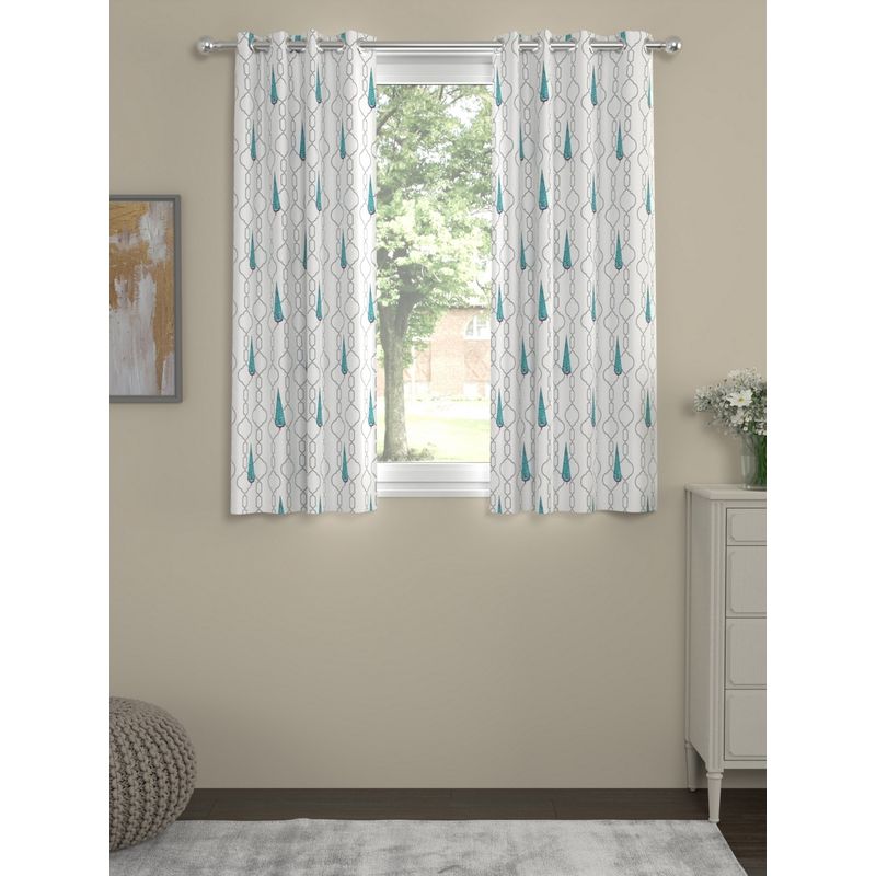 Rosara Home White Ethnic Regular Window Curtains (Pack of 2) (5 x 4 Feet)