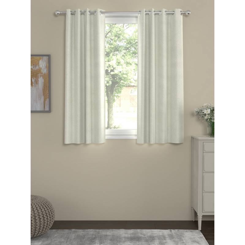 Rosara Home Cream Solid Regular Window Curtains (Pack of 2) (5 x 5 Feet)