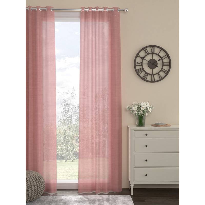 Rosara Home Nude Solid Sheer Long Door Curtain (9 x 4 Feet)