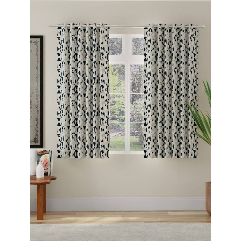 Rosara Home Green Abstract Room Darkening Window Curtains (Pack of 2) (5 x 4 Feet)