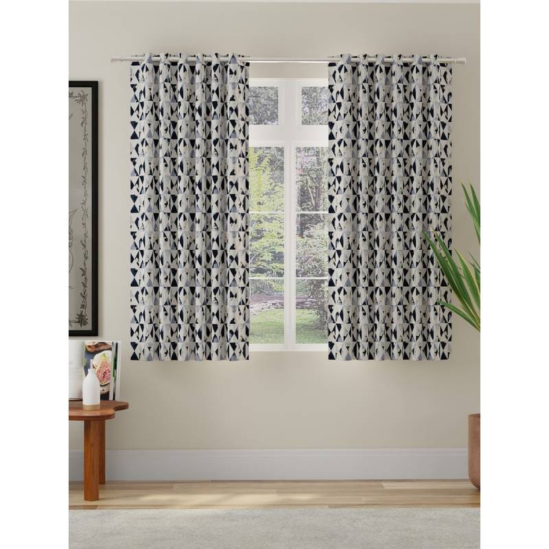 Rosara Home Navy Blue Abstract Room Darkening Window Curtains (Pack of 2) (5 x 4 Feet)