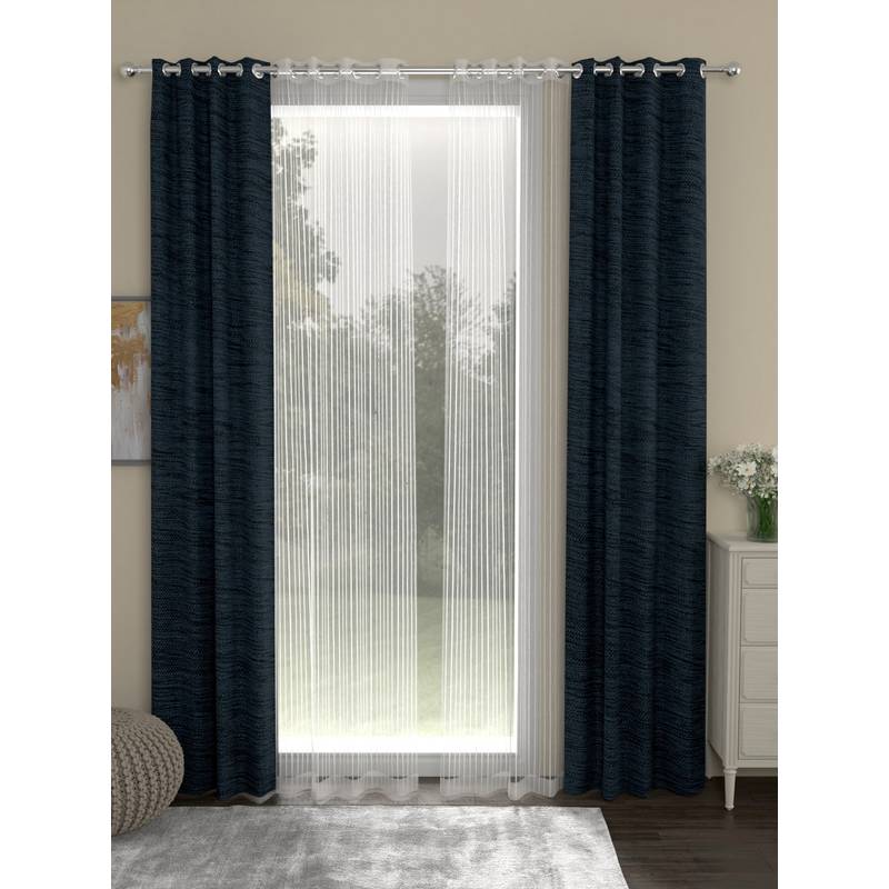 Rosara Home Navy Blue Solid Door Curtains (Pack of 4) (7 x 4 Feet)