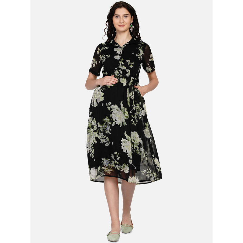 Mine4Nine Women Maternity Black Floral Print Dress Buy Mine4Nine Women