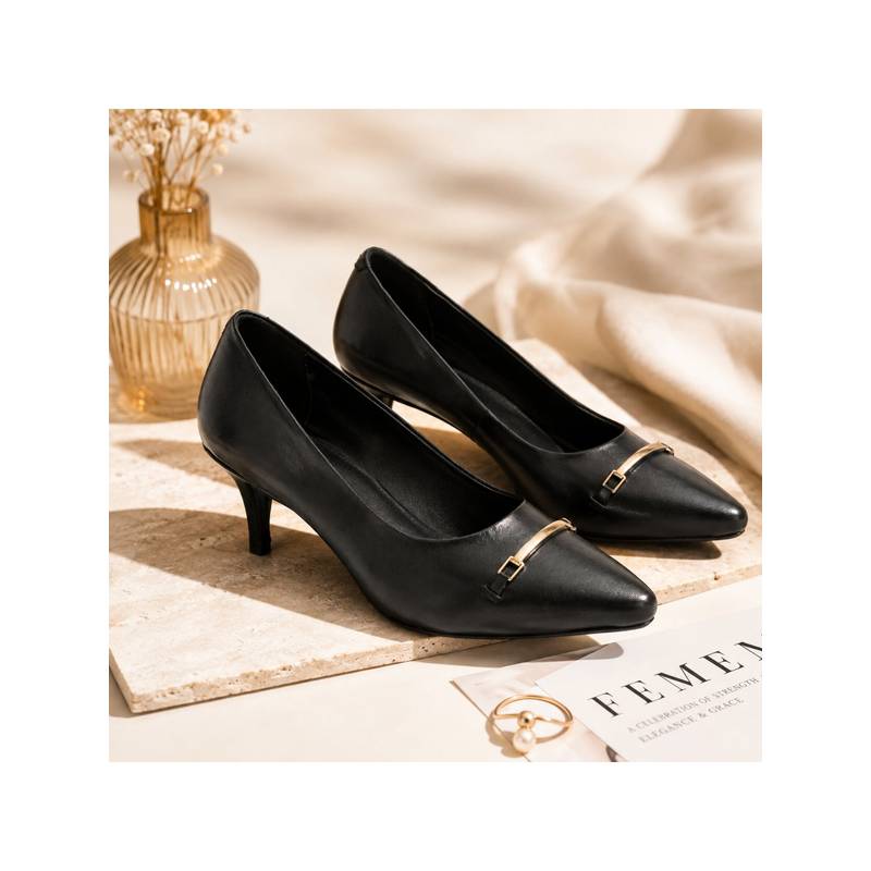 MIORAH Noa Leather Pointed Toe Comfortable Pumps (UK 3)