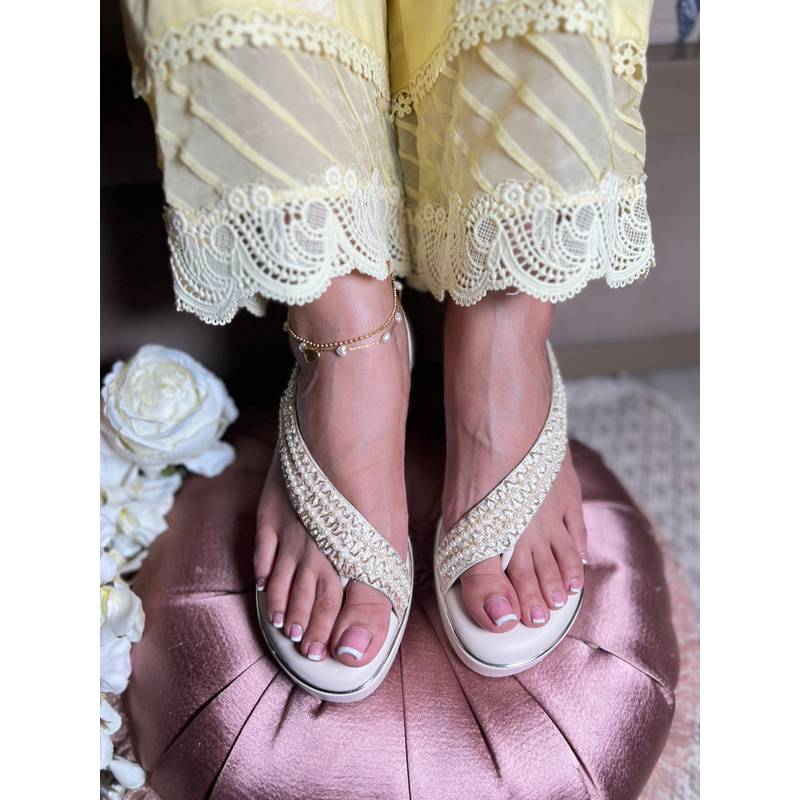Sandal Stories Ivory Pearl Grace Anklet Heels (EURO 35)