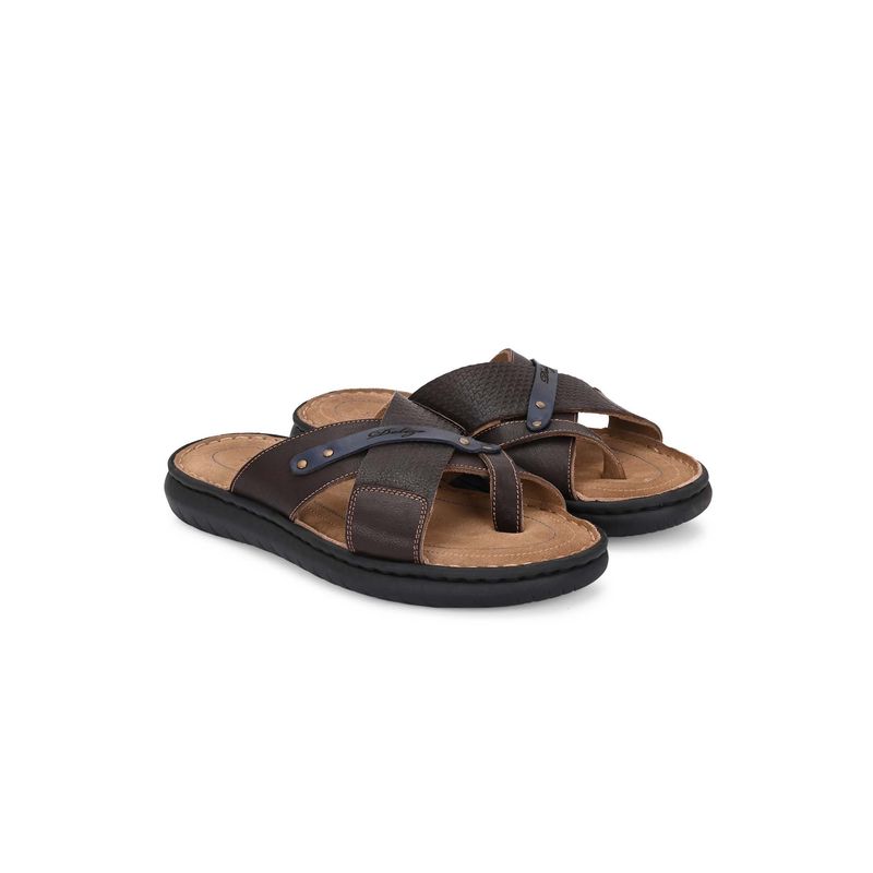 Delize Brwon Delize Light Leather Double Cross Strap Sandal (UK 10)