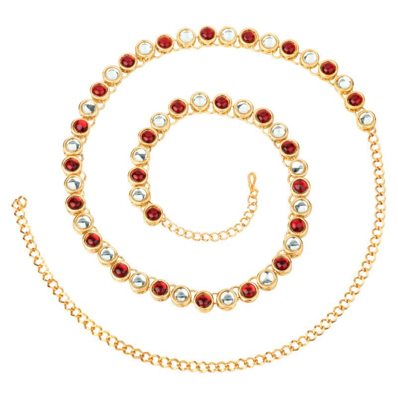 Buy Peora Traditional Jewellery 18K Gold Plated Kundan Waist Belt Kamarband Belly Chain PF25BCH001M Online