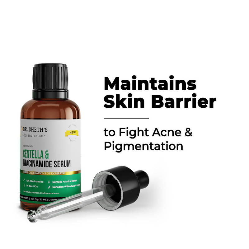 Dr. Sheth's Centella &10% Niacinamide Face Serum For Acne Scars & Marks Improves Skin Texture | 30Ml