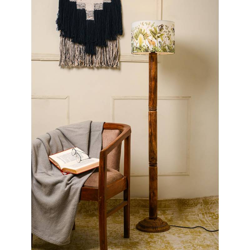 Buy Green Girgit Brown Ring Floor Lamp with Jungle Safari Multi-Color ...