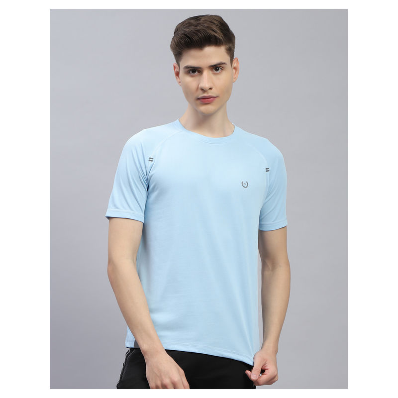 Monte Carlo Mens Blue Solid Round Neck Half Sleeve Casual T-Shirt (3XL)