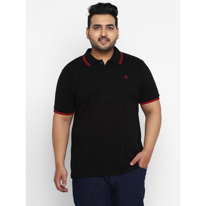 Urbano Plus Men's Black Solid Regular Fit Polo T-Shirt (2XL)