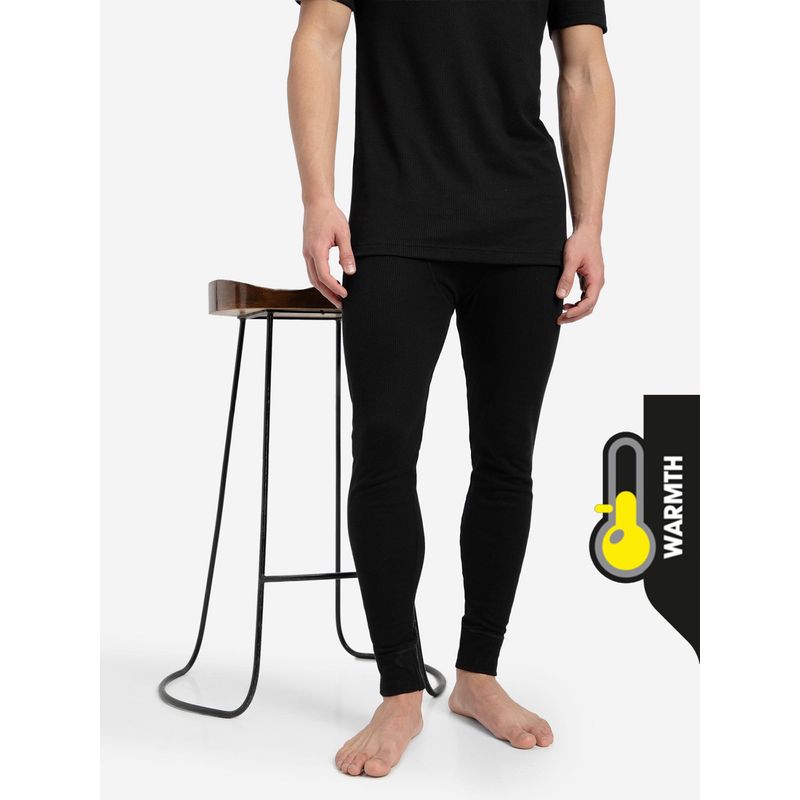 Jockey 2420 Men Extra Warmth Super Combed Cotton Rich Thermal Long John - Black (L)