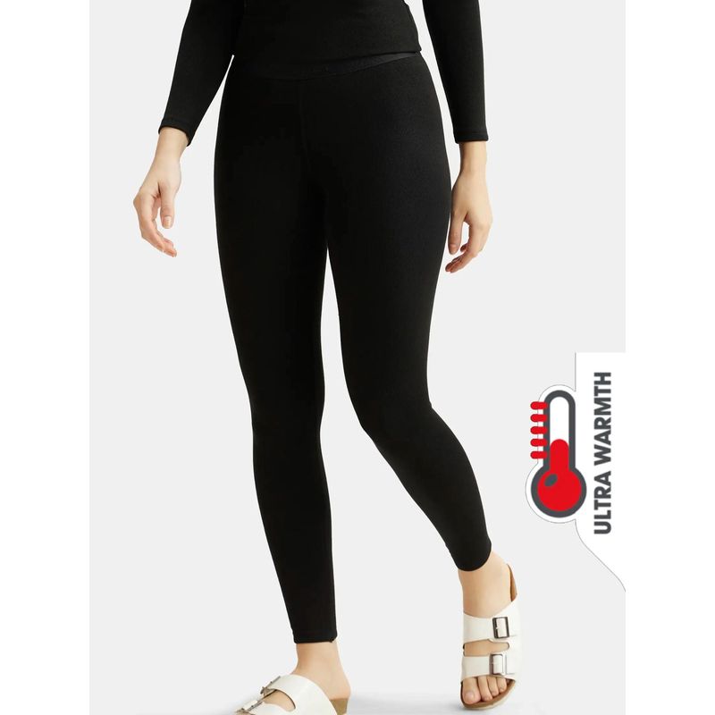 Jockey 2541 Women Soft Touch Microfiber Elastane Fleece Thermal Leggings - Black (M)