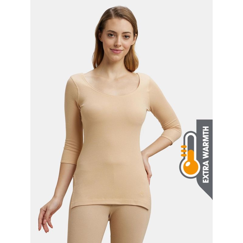 Jockey 2503 Women Extra Warmth Cotton Rich 3/4th Sleeve Thermal Top - Skin (M)