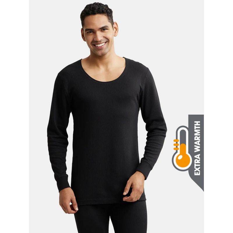 Jockey 2404 Men Extra Warmth Combed Cotton Rich Full Sleeve Thermal Set - Black (L)