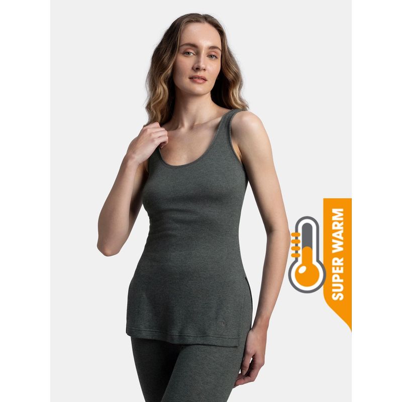 Jockey 2547 Women Super Warm Combed Cotton Rich Brushed Thermal Tank Top-Charcoal Mel (XL)