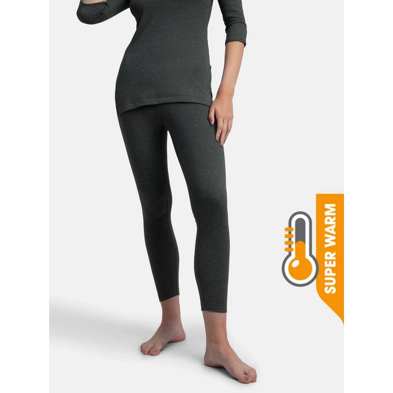 Jockey 2544 Women Super Warm Combed Cotton Rich Brushed Thermal Leggings-Charcoal Mel (XL)