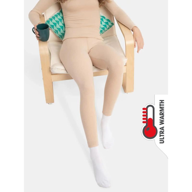 Jockey 2541 Women Soft Touch Microfiber Elastane Fleece Thermal Leggings - Skin (M)