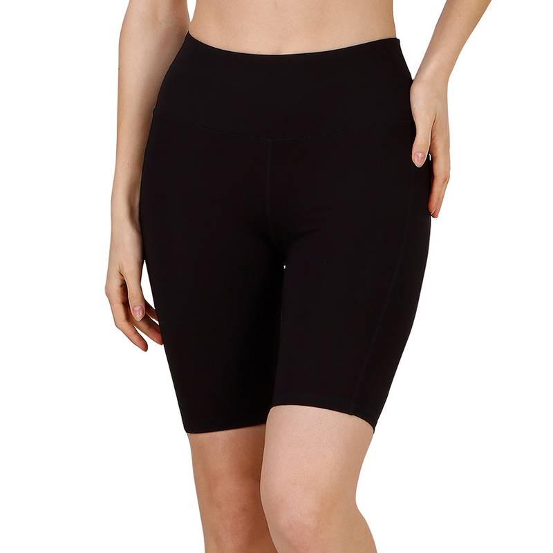 Soie Women High Waist Knee Length Quick Dry Sports Shorts with Pocket (XL)