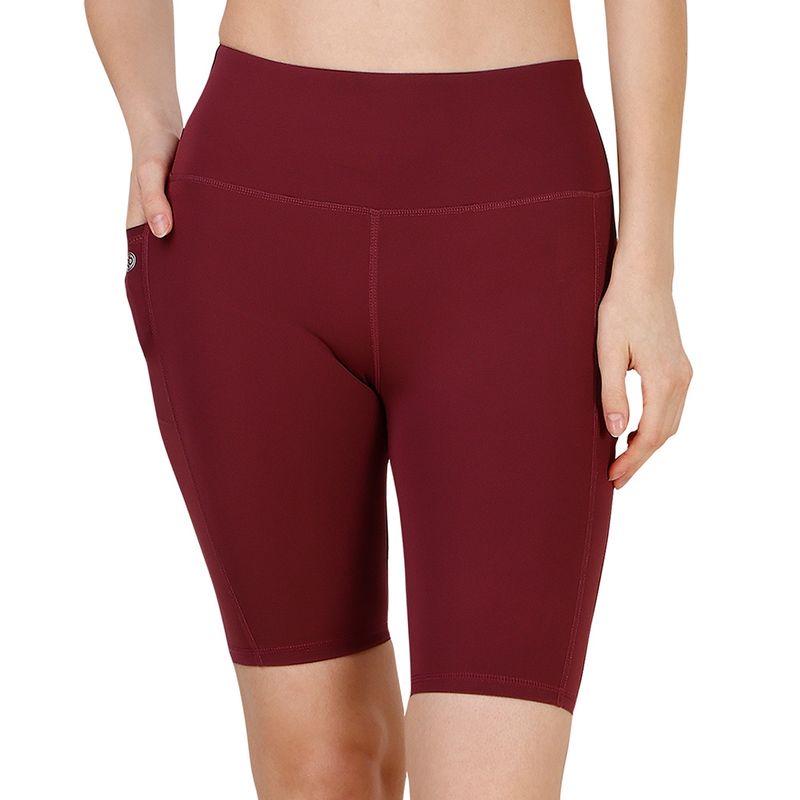 Soie Women High Waist Knee Length Quick Dry Sports Shorts with Pocket (XL)