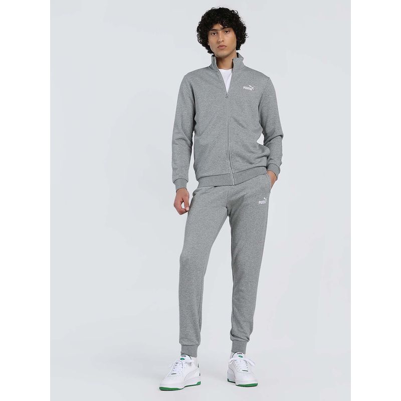 Puma Mens Grey Solid Jacket and Joggers (Set of 2) (S)