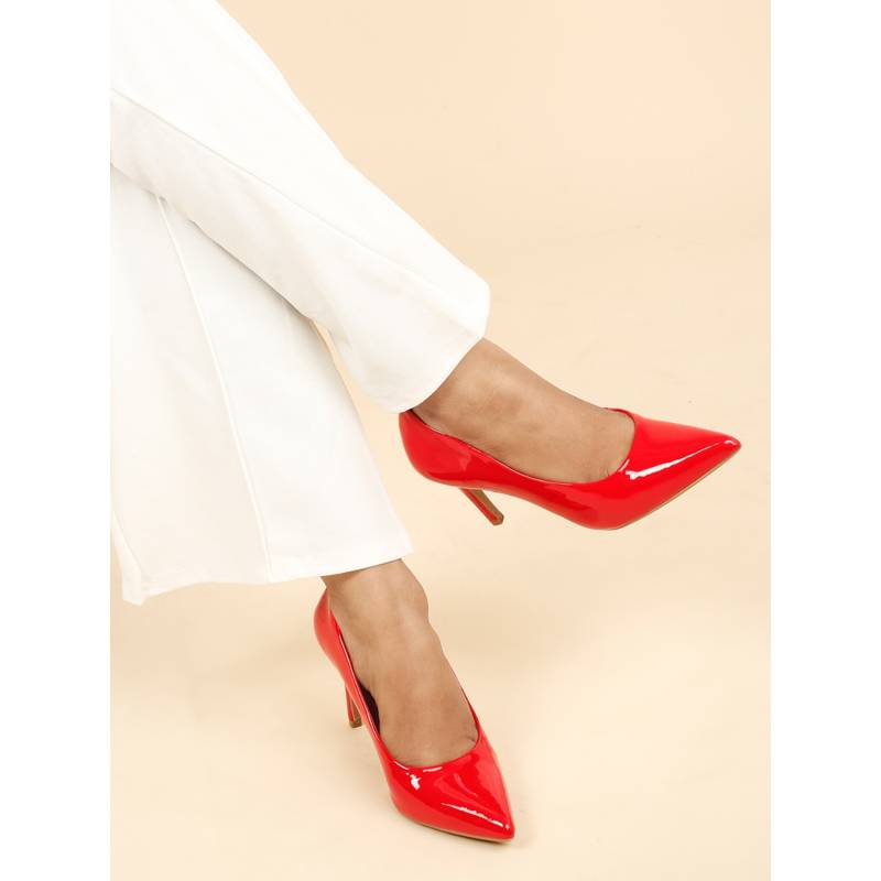 Flat n Heels Women Red Pump Heels (EURO 35)
